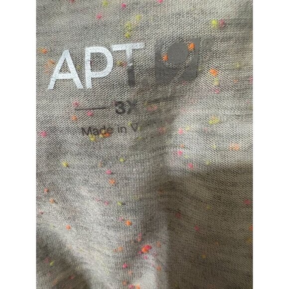 Apt 9 +3X Gray Confetti Heather Sequin Abstract Graphic Short Dolman Sleeve Tee - Picture 6 of 6